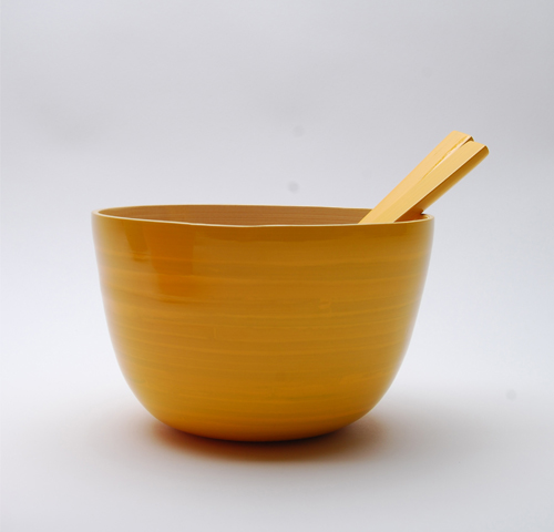 111 Yellow bamboo salad bowl 30cm without servers - Saladier H.18cm sans couverts
